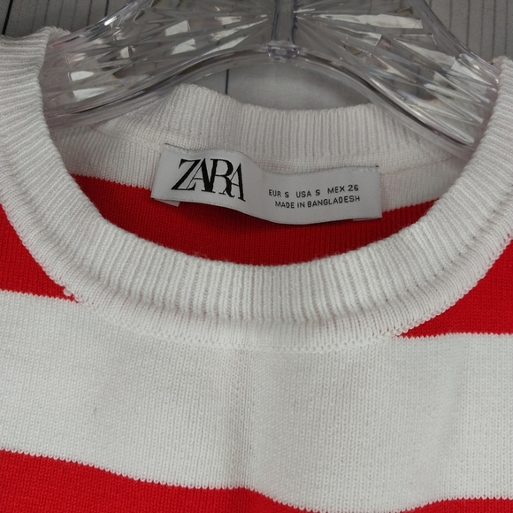 Zara Red and White Sleeveless Striped Top - Picture 3 of 7